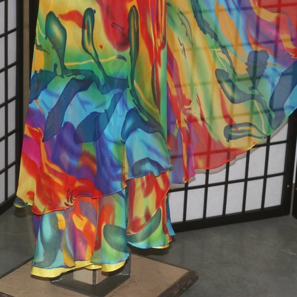 Colourful Gown with Sheer Layers - Picture 7 of 9